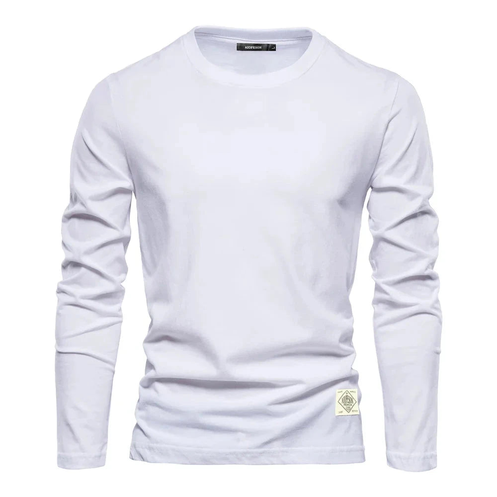 100% Cotton Long Sleeve T Shirt For Men Solid Spring Casual Mens T-shirts High Quality Male Tops Classic Clothes Men's T-shirts Shopifynow