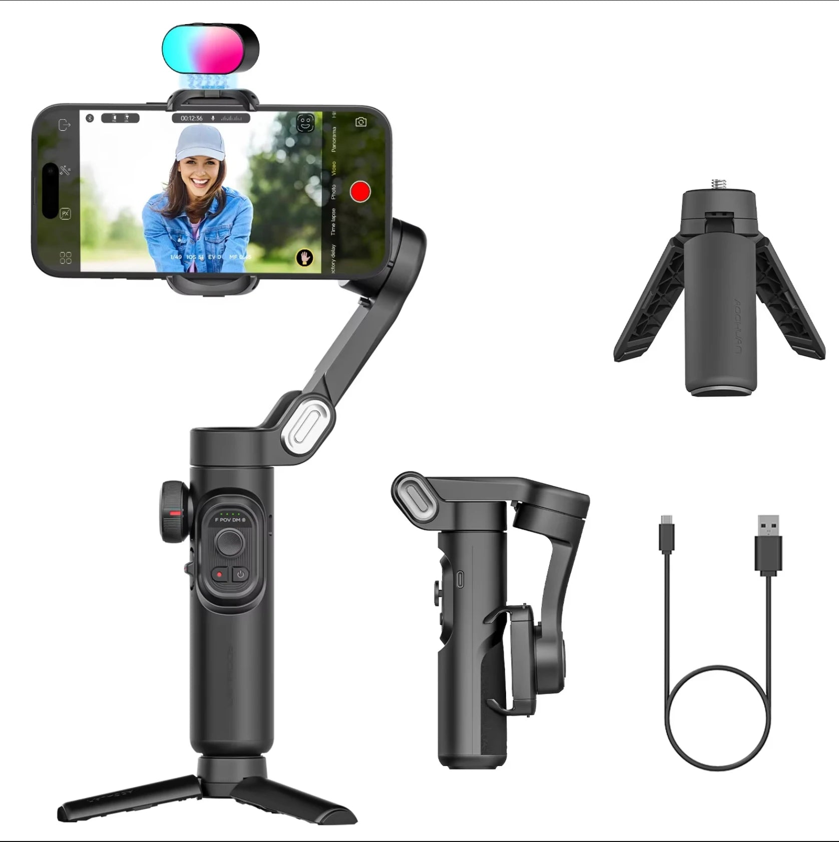 AOCHUAN 3-Axis Handheld Gimbal Stabilizer SmartXE for Smartphone for iPhone Android AI Face Tracking TikTok Vlog - Shopifynow