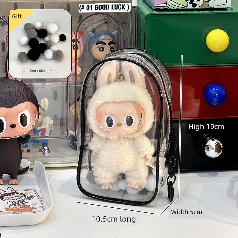 Labubu Doll Bag out Automobiles Curtain Cloth Transparent Cotton Doll Dustproof Moisture-Proof 10cm15 Pendant Cartoon Backpack Baby Doll Bag Shopifynow