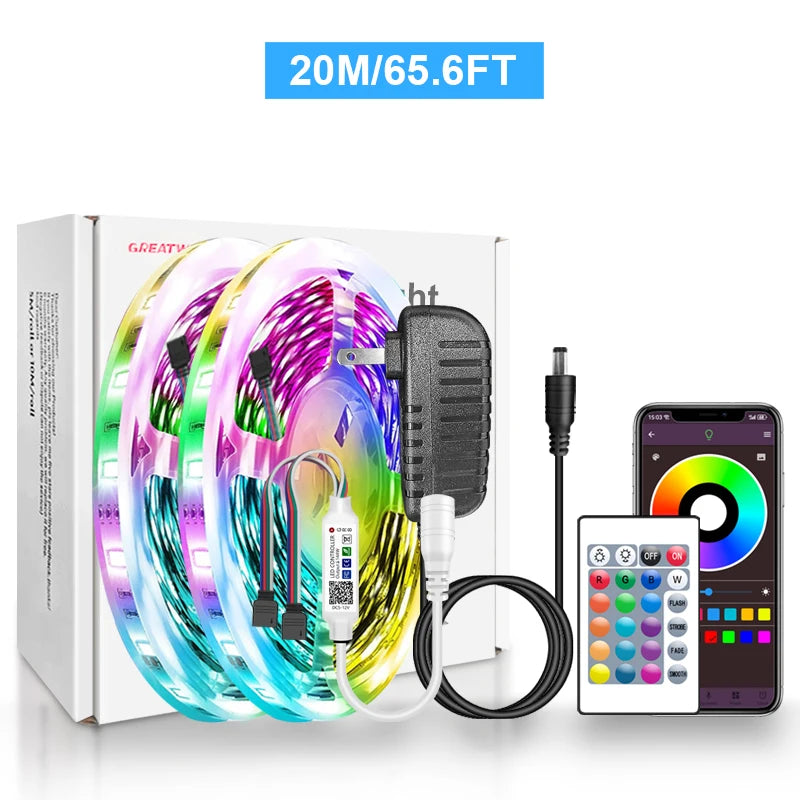 LED Strip Lights RGB 5050 LED Strips Bluetooth APP Control Color Changing DC 12V 30LEDS/M Per Meter For Bedroom Room Kitchen Bar Shopifynow