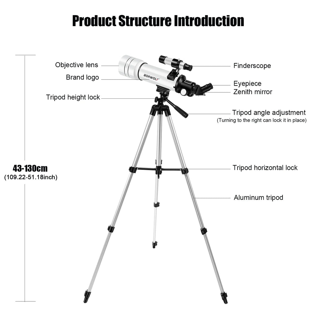 BORWOLF 70400 Professional High-definition Astronomical Telescope 333X To See The Moon and Stars Bird Watching Monocular Shopifynow