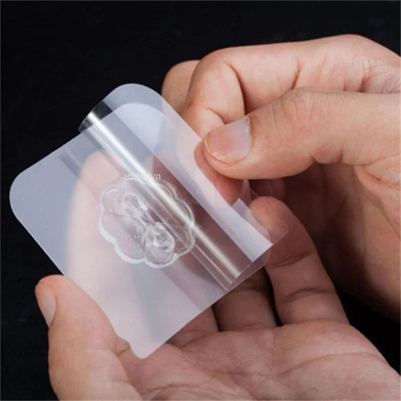 50pcs Transparent Stainless Steel Self-Adhesive Hooks Bathroom Towel Clothes Storage Sticker Hook Key Hangers Storage Holder Shopifynow