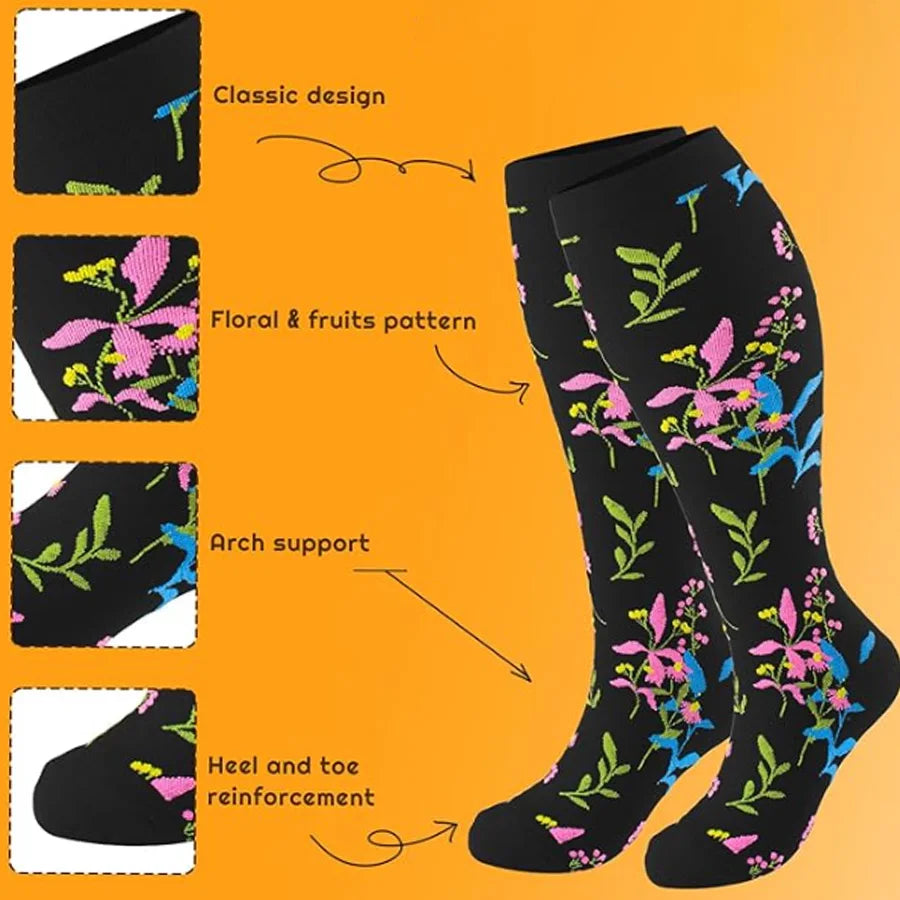 3 Pairs Extra Wide Plus Size Compression Socks for Women and Women Mid-Calf Sports Socks for Running, Cycling, and Travel Shopifynow