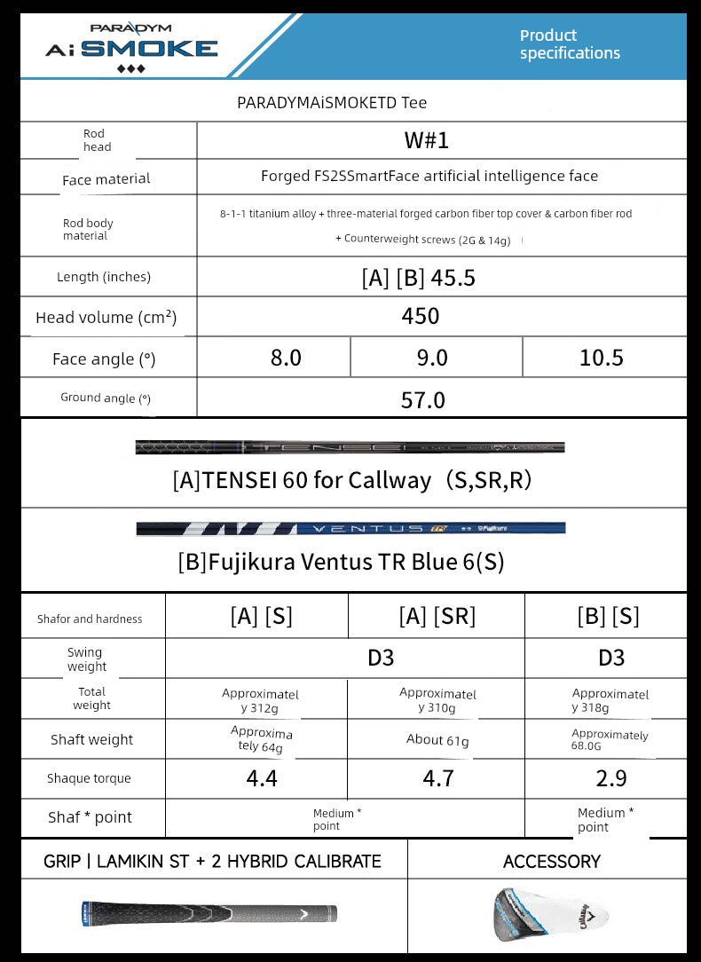 24 New Arrival Callaway Caraway Golf Club Rod Set Male AI Smoke Wooden Pole Matching Apex Iron Pole Shopifynow