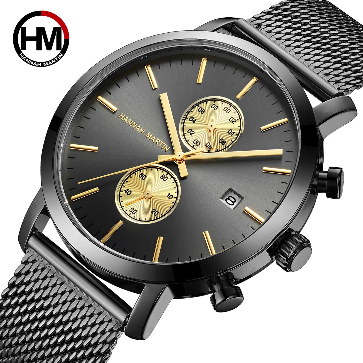 Hannah Martin Top Men Watch Brand Business Style Stainless Steel Fashion Waterproof Sports Multifunctional Quartz Watch for Men - Shopifynow