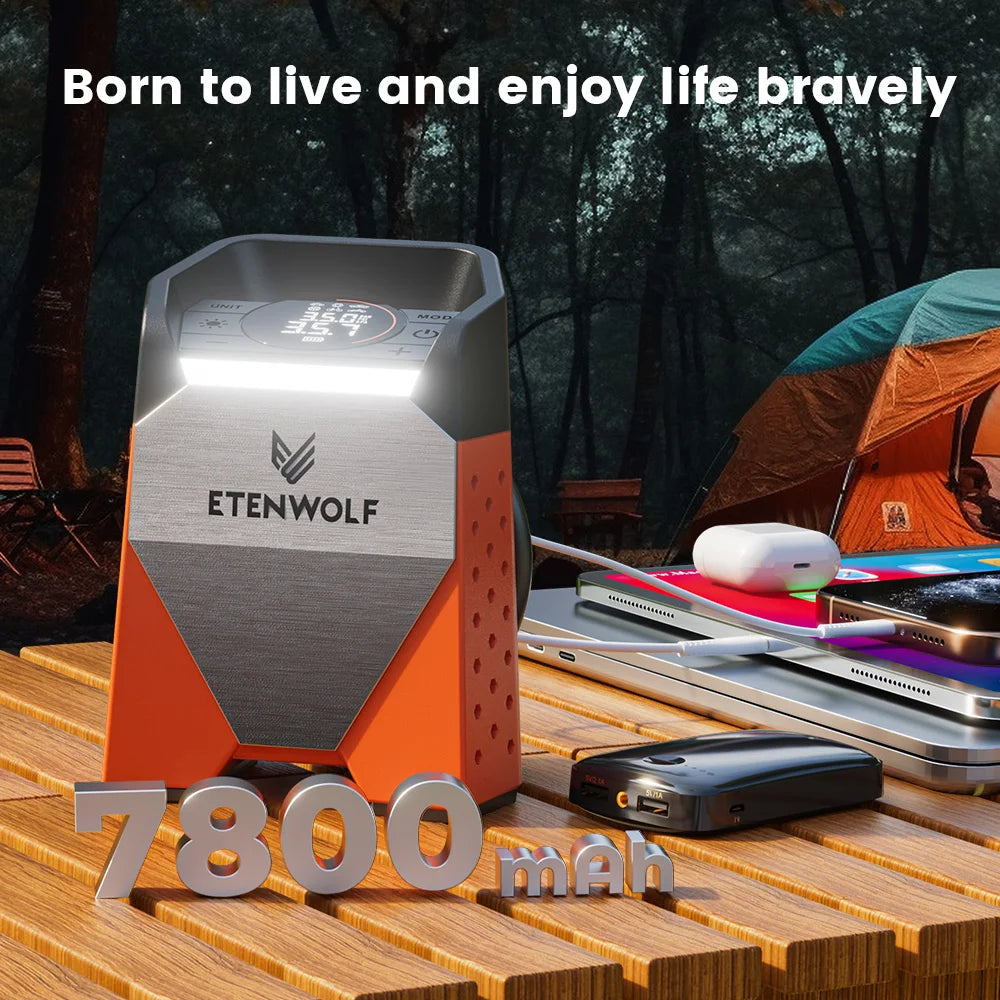 ETENWOLF ZEPHYR S3C Portable Air Compressor 100% Duty Cycle Car Tire Inflator 7800mAh for Cars, Motorcycles, Bicycles Balls