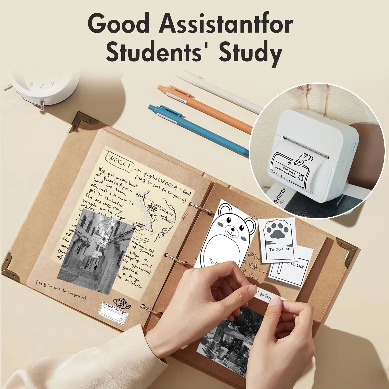 Inkless Thermal Label Printer Portable Bluetooth Pocket Label Maker Home Study with 1roll Stickable Label Paper PC Android IOS Shopifynow