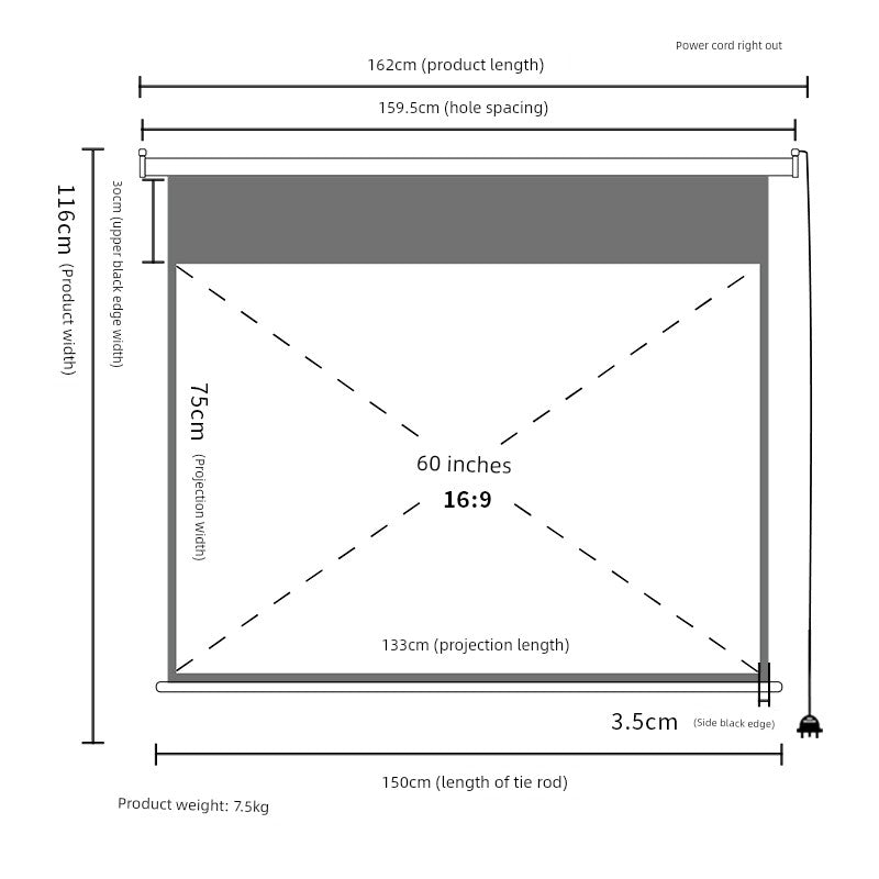 Deli Hanging Projection Screen Curtain Electric Remote Control 100-Inch 4:3 Projection Curtain Office For Home Projector Curtain 120-Inch 16:10 Tripod Screen Wall Screen 84-Inch Shopifynow