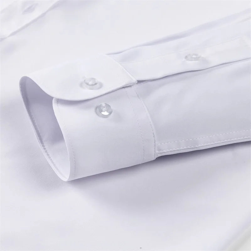 Men s Classic Button-Down Shirt with Long Sleeves Solid Color Casual Business Top for Spring Streetwear and Beach Vacation Shopifynow