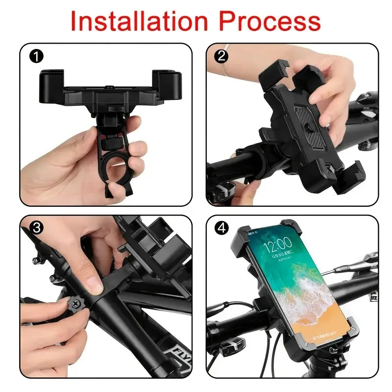 2PCS 360° Rotatable & Adjustable Bike/Motorcycle Phone Mount - Shockproof, Anti-Slip Holder For phone, - Durable Abs Material Shopifynow