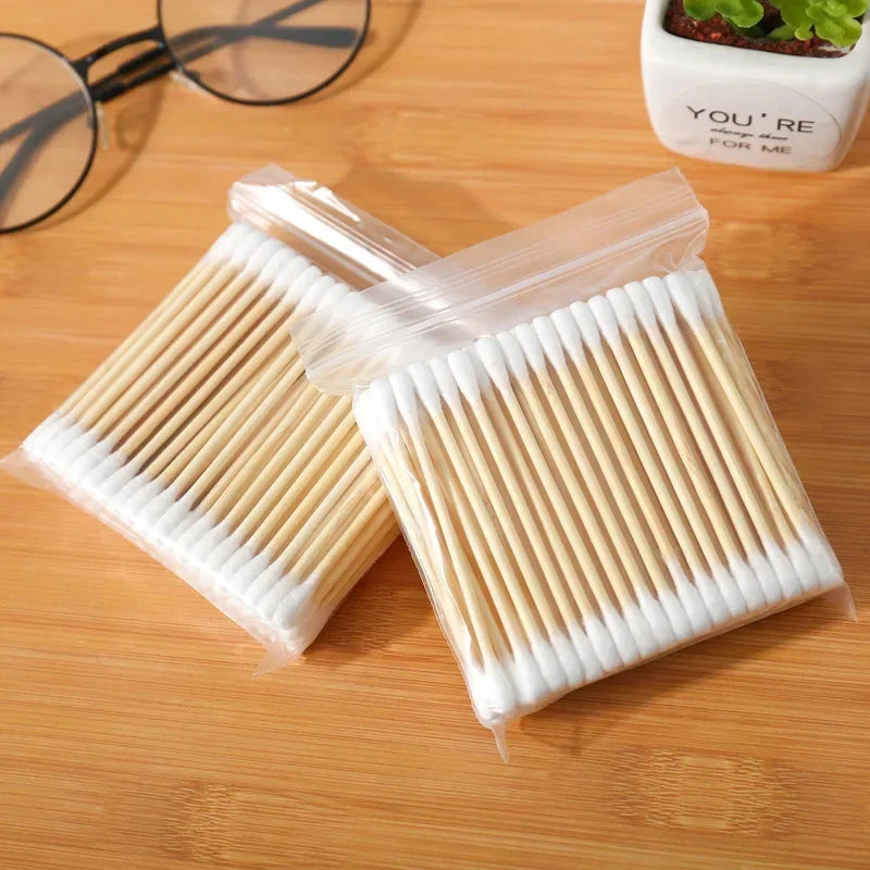 Double Cotton Buds Tip Sticks Nose Ear Cleaning Health Care Tools Head Wood Cotton Swab Women Makeup Lipstik Ватные Палочки