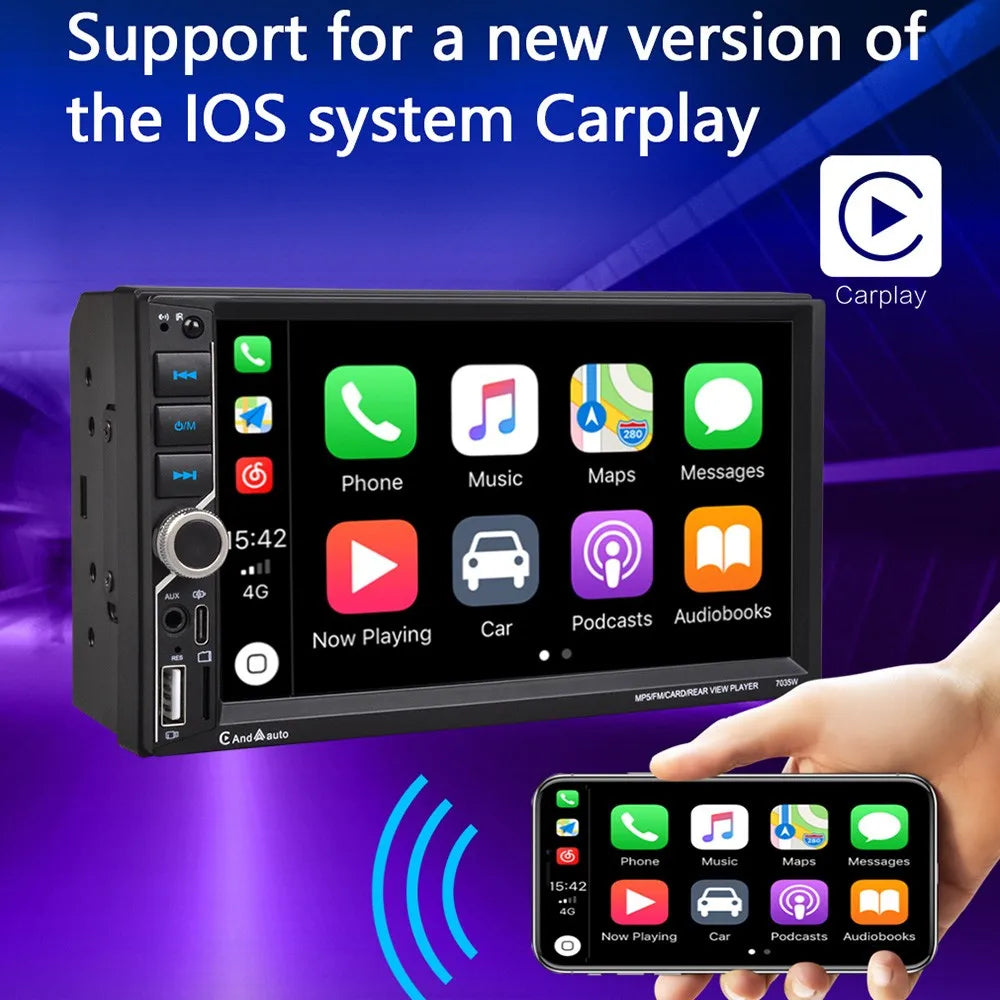 ESSGOO 7 Inch Car Radio 2 Din Carplay Android Auto Universal Car Multimedia Player Autoradio DSP HD Touch Screen FM Bluetooth - Shopifynow