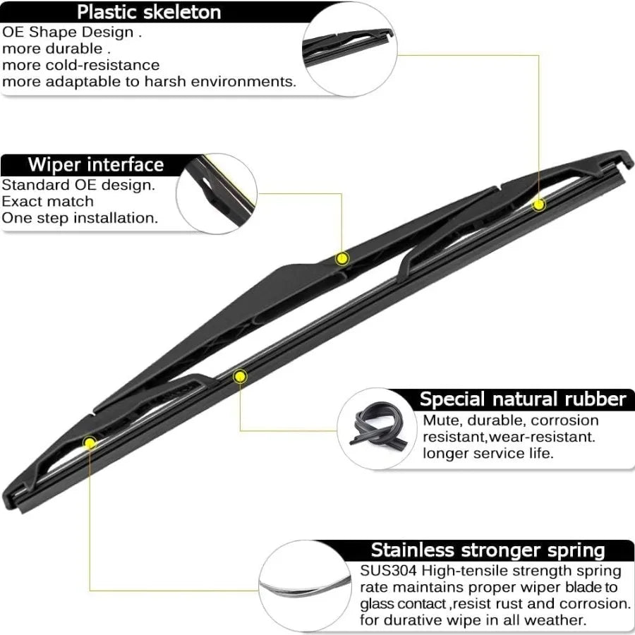 28+28 Windshield Wipers with 12 Inch Rear Wiper Blade Replacement for  Focus 20122018 Models Enhanced Visibility in Rain and Sn