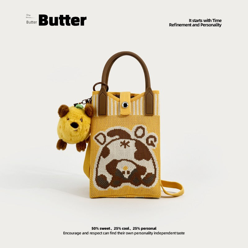 Butter Korean Style New Arrival Florals Cute Knitted Bag Versatile Handheld Mini Shoulder Adjustable Messenger Bag Coin Purse Shopifynow