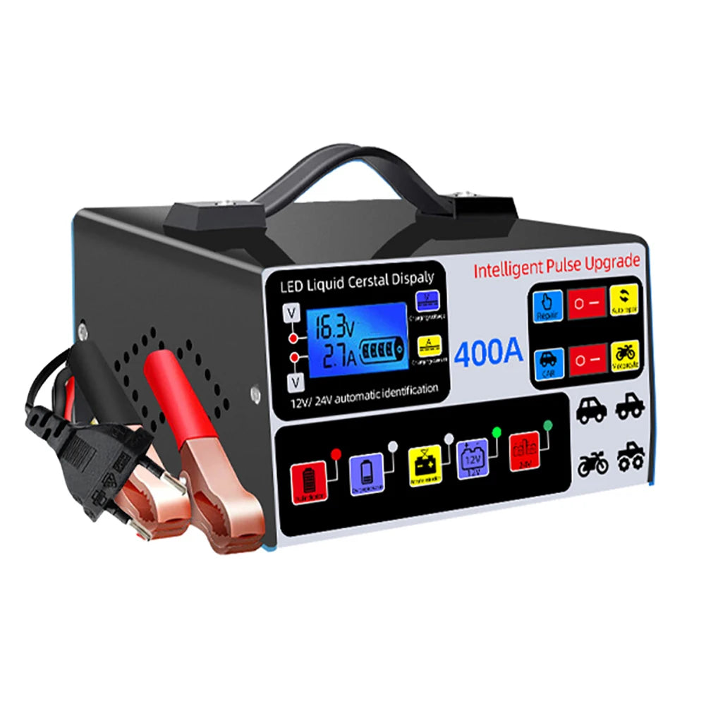Heavy Duty Car Battery Charger 12/24V 400A Full Automatic Car Battery Charger 220W High Power Smart Pulse Repair Battery Charger Shopifynow