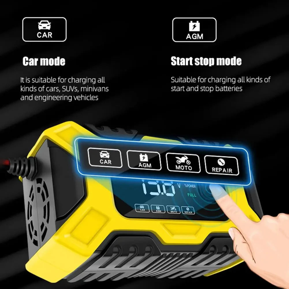 Car Battery Charger 12V Intelligent Pulse Repair LCD Display Car Battery Motorcycle Battery Charging Battery Repair Charger