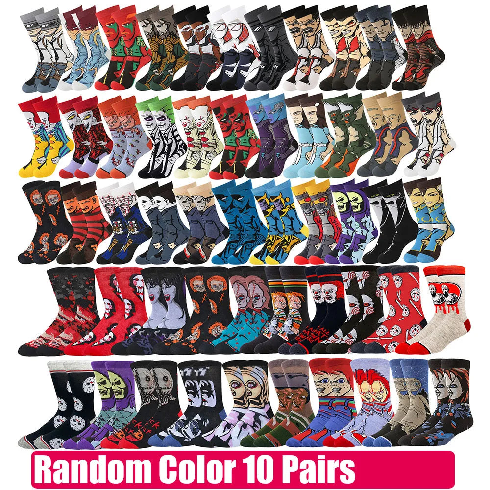 10/20/30Pairs random color Men Women Cartoon Anime Socks Christmas Halloween Novelty Funny Socks Shopifynow