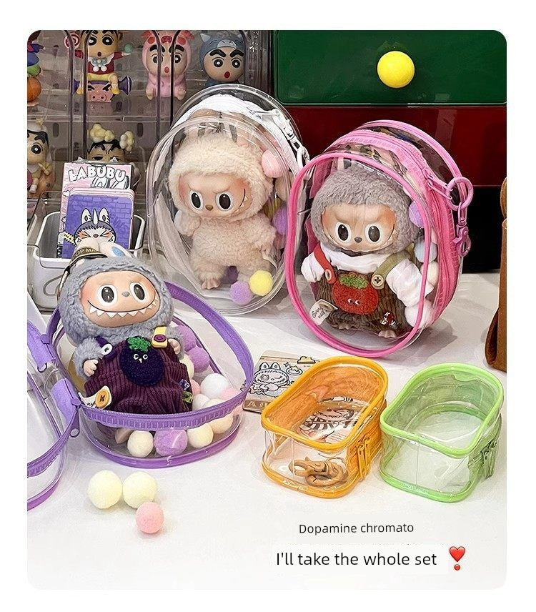 Labubu Doll Bag out Automobiles Curtain Cloth Transparent Cotton Doll Dustproof Moisture-Proof 10cm15 Pendant Cartoon Backpack Baby Doll Bag Shopifynow