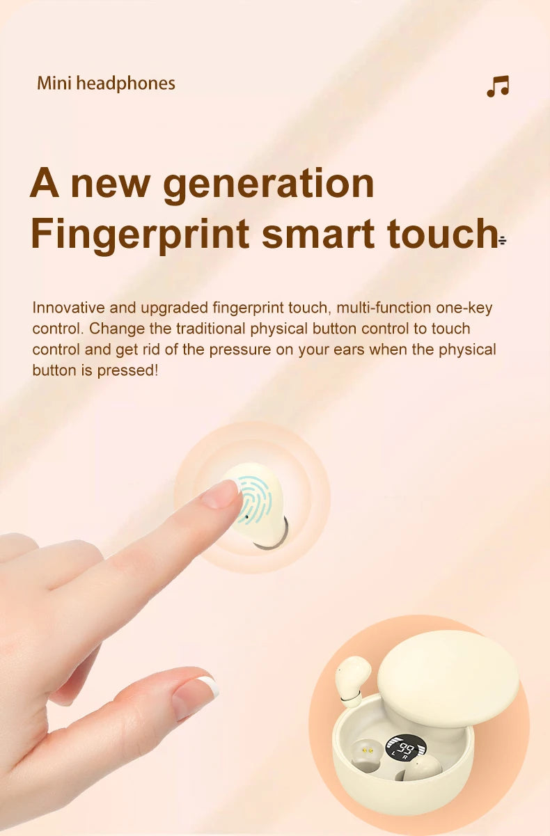 SK26 Bluetooth 5.4 Wireless Earphones Small Earbuds Sleeping Sport Invisible Headphones Bass Sound Quality Headset Sliding Cover Shopifynow