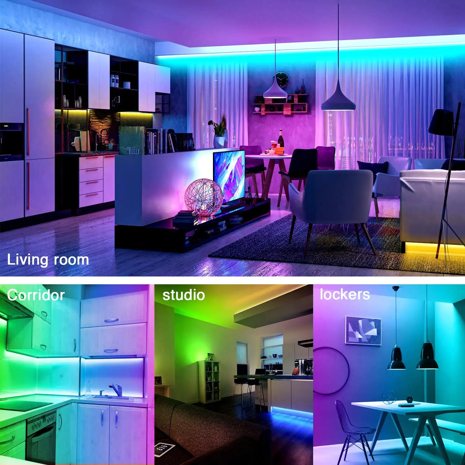 100ft led Strip Lights  Tape Lights with Remote Bluetooth Smart App 5050 RGB Color Changing Strip Lighting Bedroom Kitging Decor Shopifynow