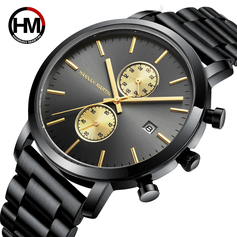 Hannah Martin Top Men Watch Brand Business Style Stainless Steel Fashion Waterproof Sports Multifunctional Quartz Watch for Men - Shopifynow