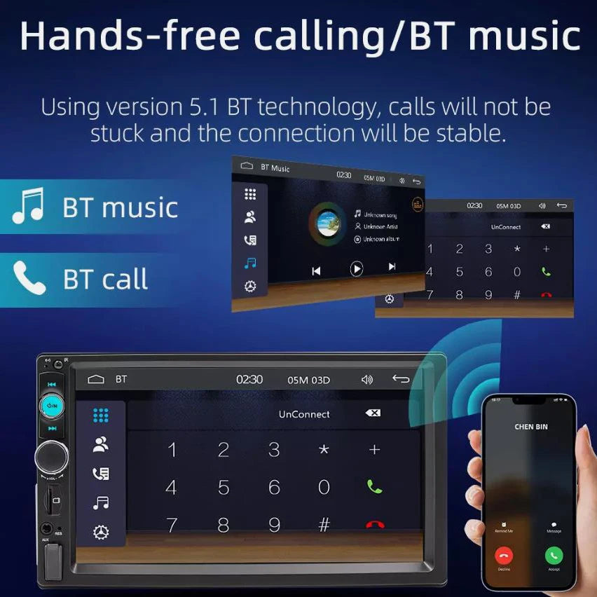 7inch Quality Single 1Din Touch Screen Car Stereo Radio With Handle Remote Control Camera For Apple/Android CarPlay Bluetooth Shopifynow