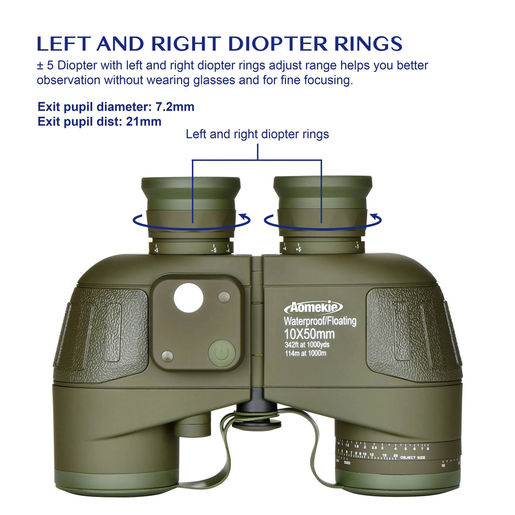10X50 HD Marine Binoculars with Rangefinder Compass BAK4 Prism 50mm FMC Lens Waterproof for Outdoor Hunting Boating Camping Shopifynow