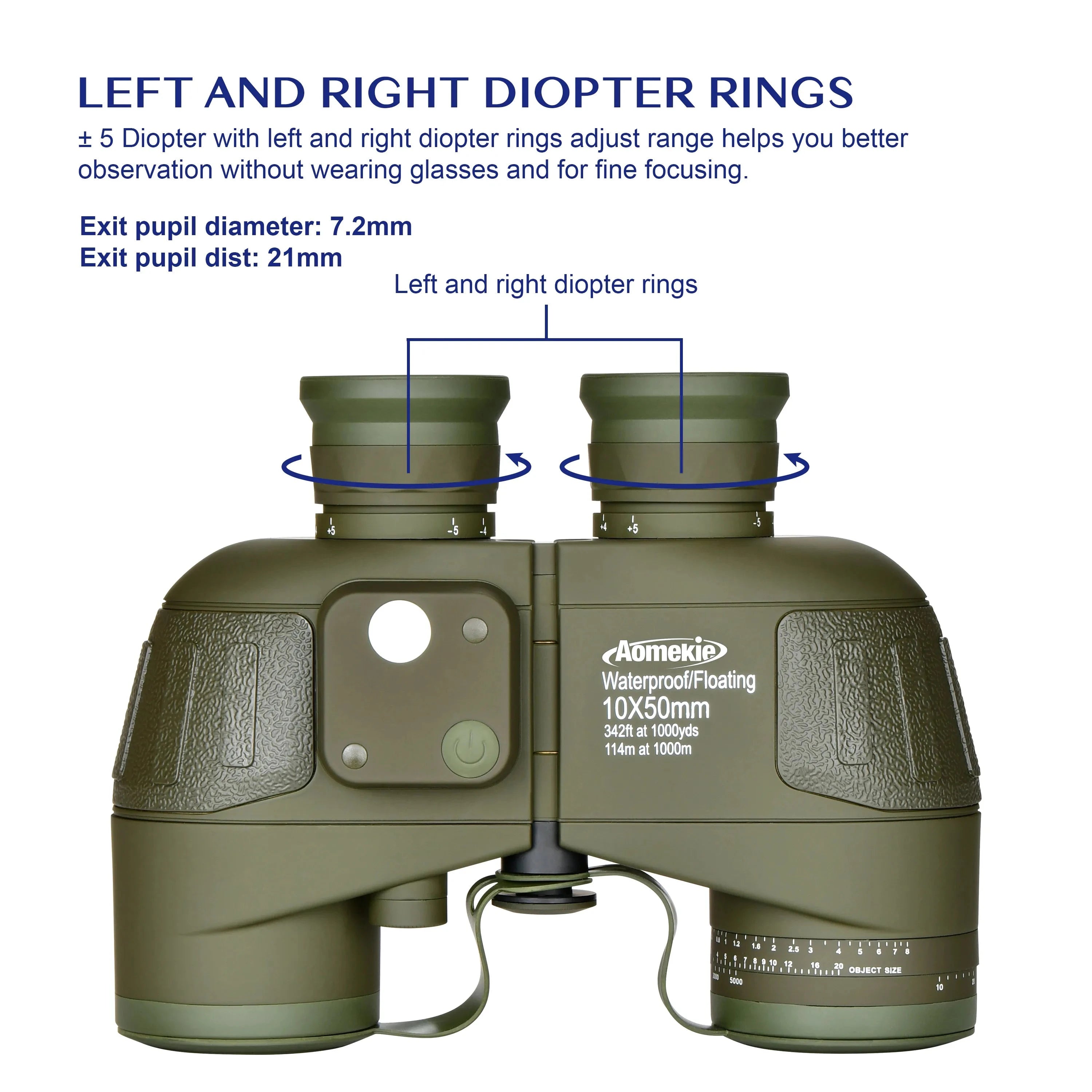 10X50 HD Marine Binoculars with Rangefinder Compass BAK4 Prism 50mm FMC Lens Waterproof for Outdoor Hunting Boating Camping Shopifynow
