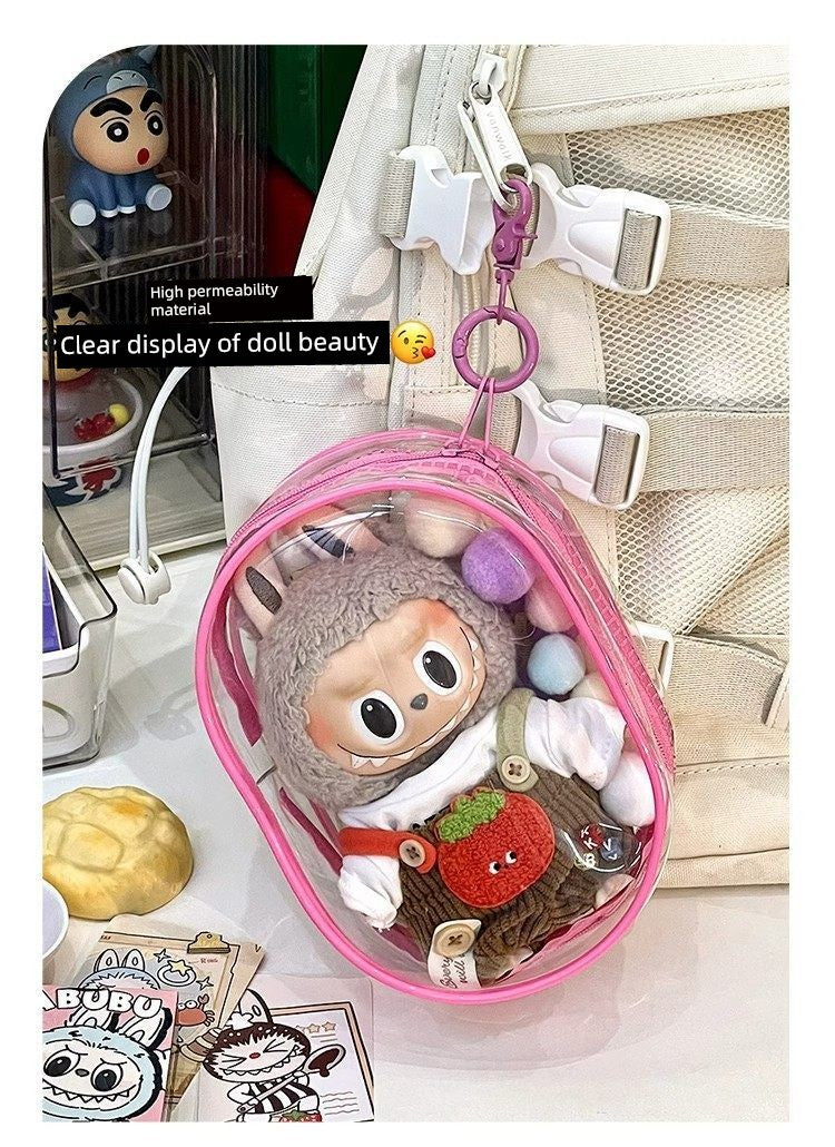 Labubu Doll Bag out Automobiles Curtain Cloth Transparent Cotton Doll Dustproof Moisture-Proof 10cm15 Pendant Cartoon Backpack Baby Doll Bag Shopifynow
