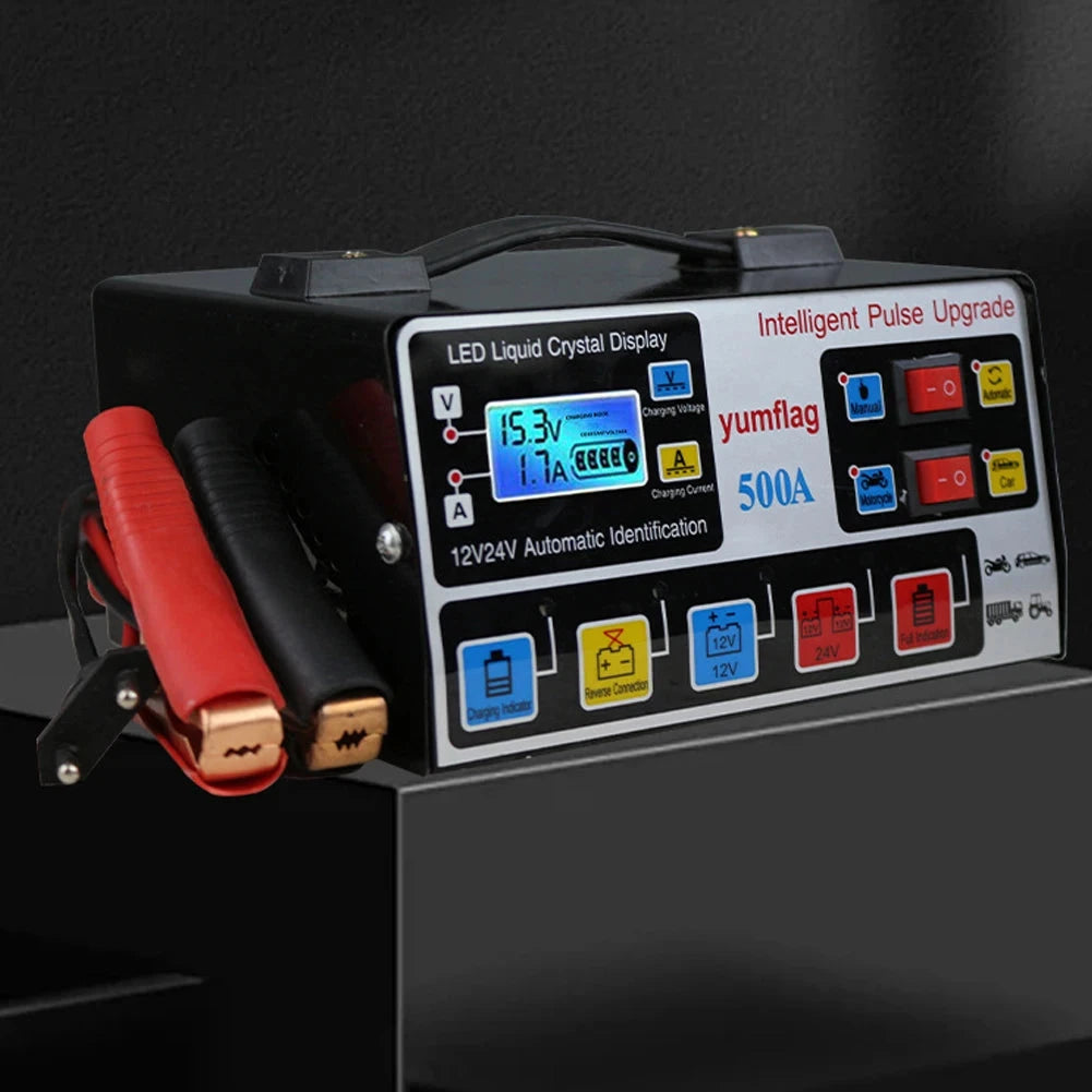 500A Battery High Power Fast Charger 12V/24V Car Battery Charger LCD Display Smart Charger for Lead-Acid AGM GEL EFB Batteries Shopifynow