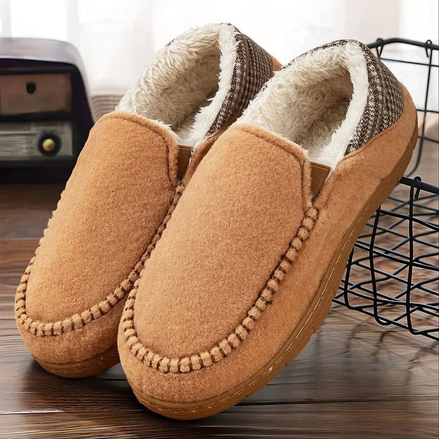 Winter Slippers for men Mark Line Sole Comfortable Felt Warm Non Slip Soft Memory Foam Cushion House Shoes Shopifynow
