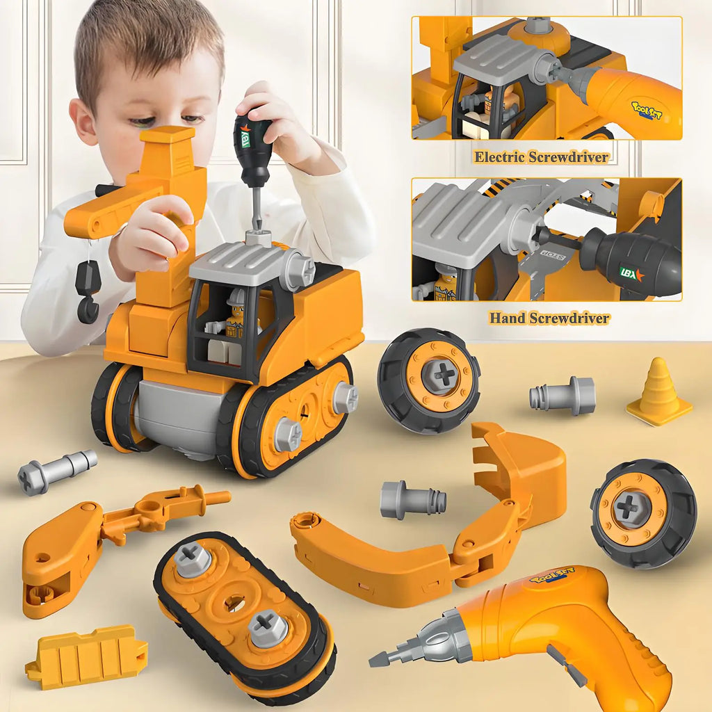 Kids Engineering Vehicle Electric Drill Tool Screw Toys Nut Disassembly Children Educational Assembled Sets For Boys Gift Shopifynow