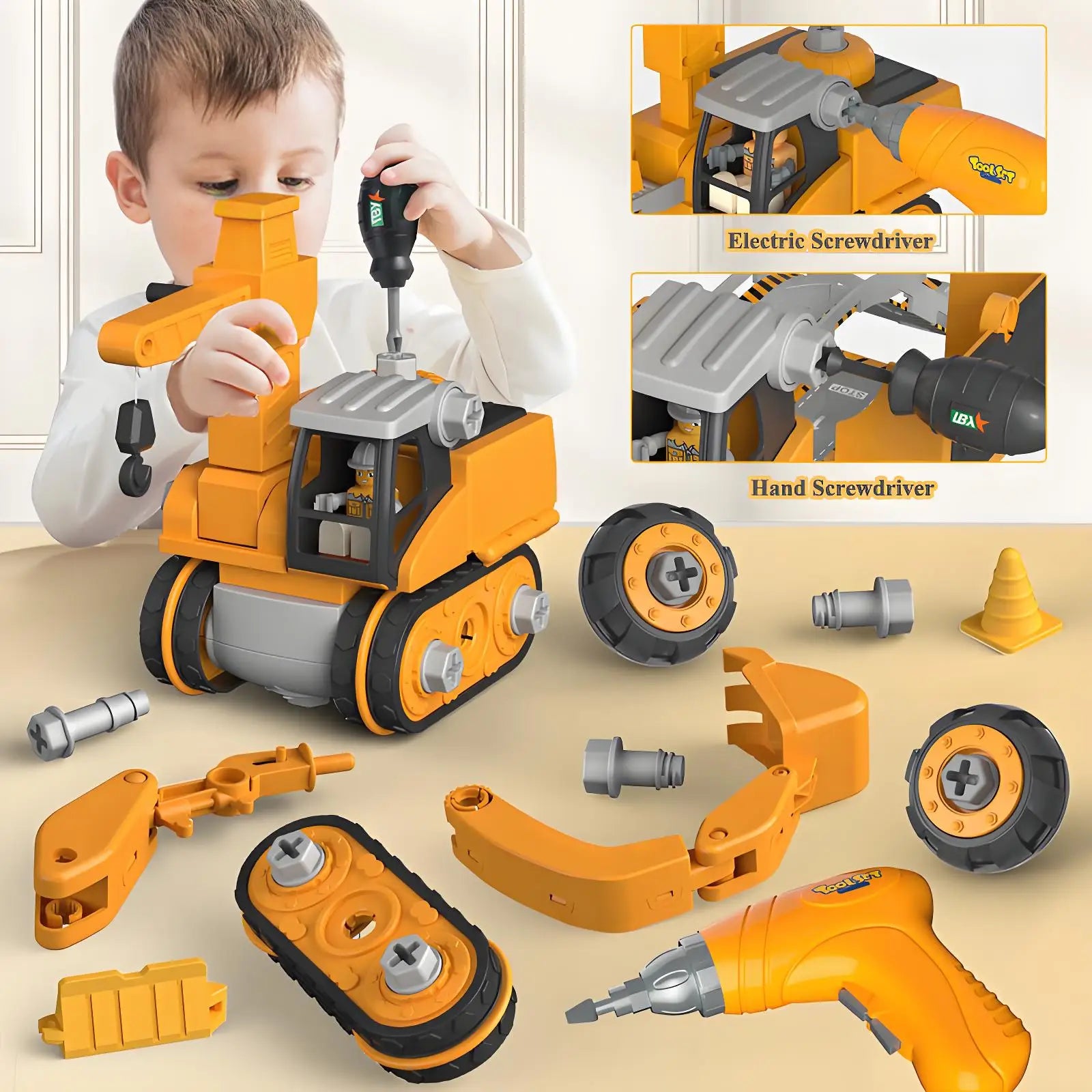 Kids Engineering Vehicle Electric Drill Tool Screw Toys Nut Disassembly Children Educational Assembled Sets For Boys Gift Shopifynow