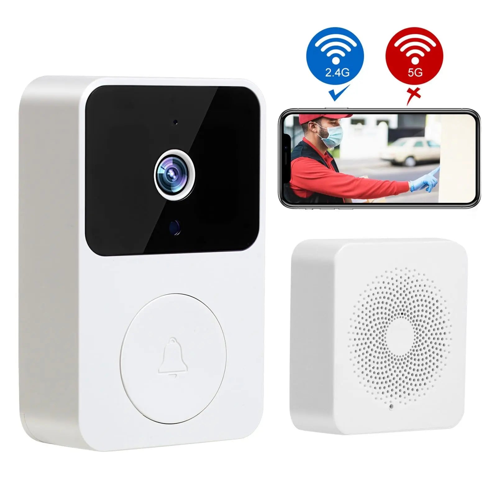 Doorbell Smart Home Door Bell Wireless Rechargeable Battery Outdoor HD Camera Two Way Audio Visual phone monitoring Doorbell Shopifynow