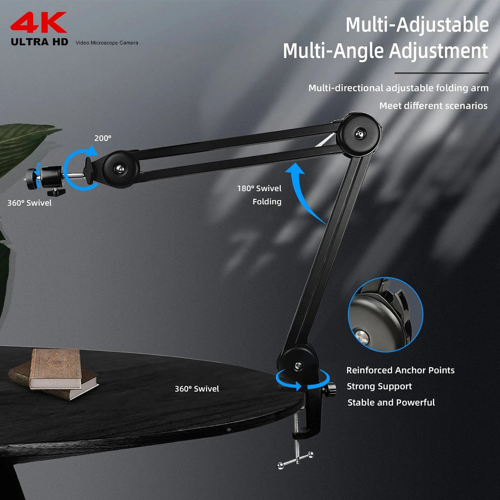 HD 4K Electron Microscope For Soldering 48MP HDMI USB Digital Camera Sony Sensor 150X Lens Reinforced Bracket Reduces Vibration Shopifynow