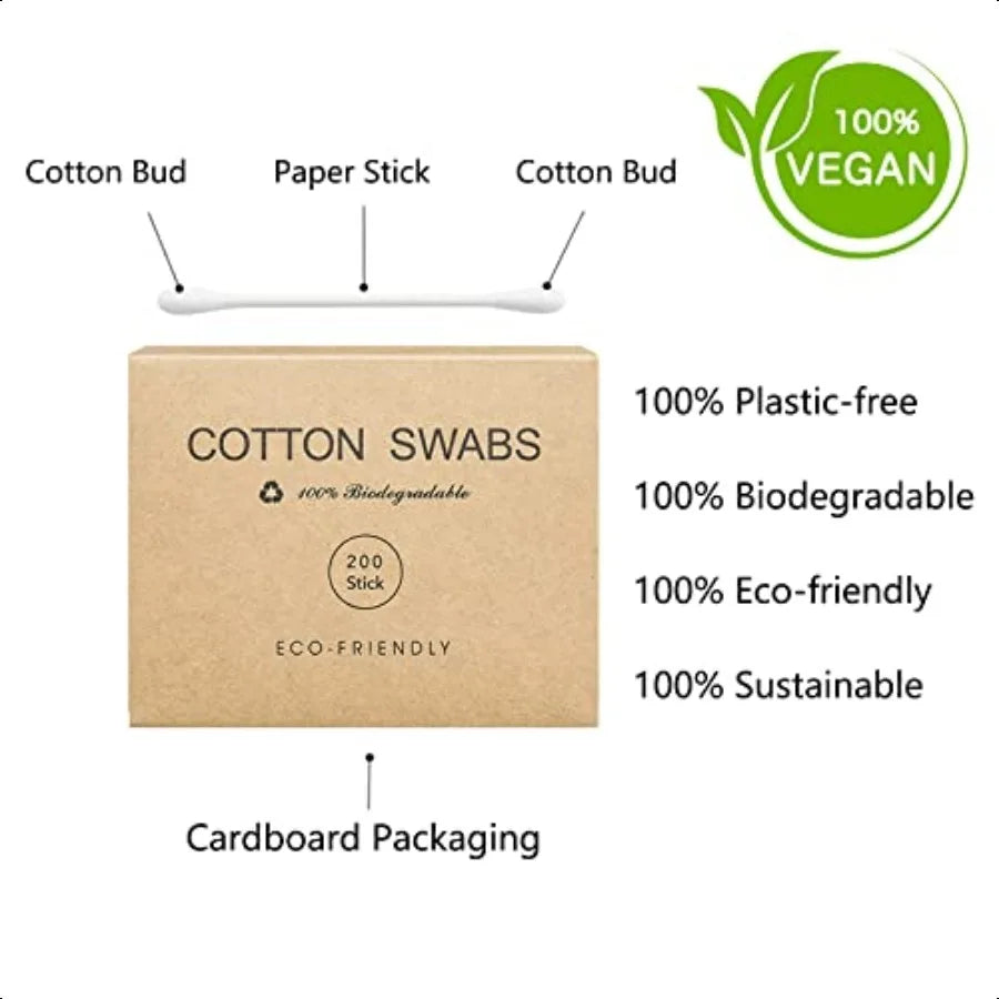 400 Count Organic Q Tips Cotton Swabs For Ears Eco Friendly Qtips For Ear Cotton Buds Shopifynow
