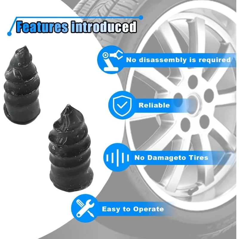 60PCS Tire Repair Rubber Nails Tire Puncture Repair Tool Kit with Screwdriver Vacuum Repair Tire Screw Plug Kit for Car MT Bike Shopifynow