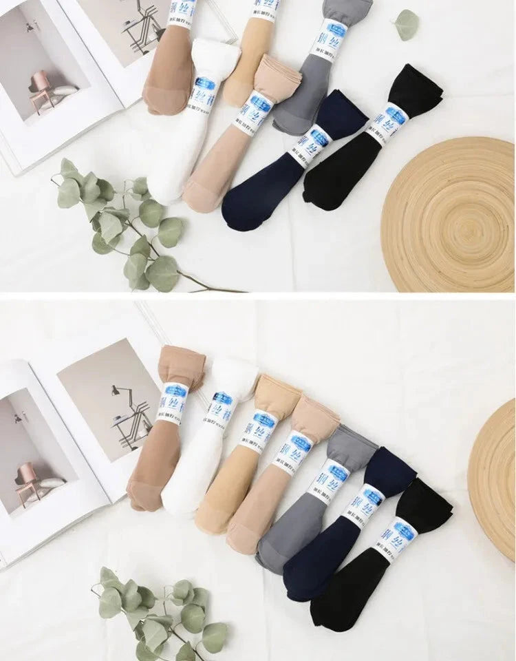 5pairs Men's Summer Ice Silk Crew Socks Breathable Moisture Wicking Anti Odor Business Casual Sports Socks Stockings Shopifynow
