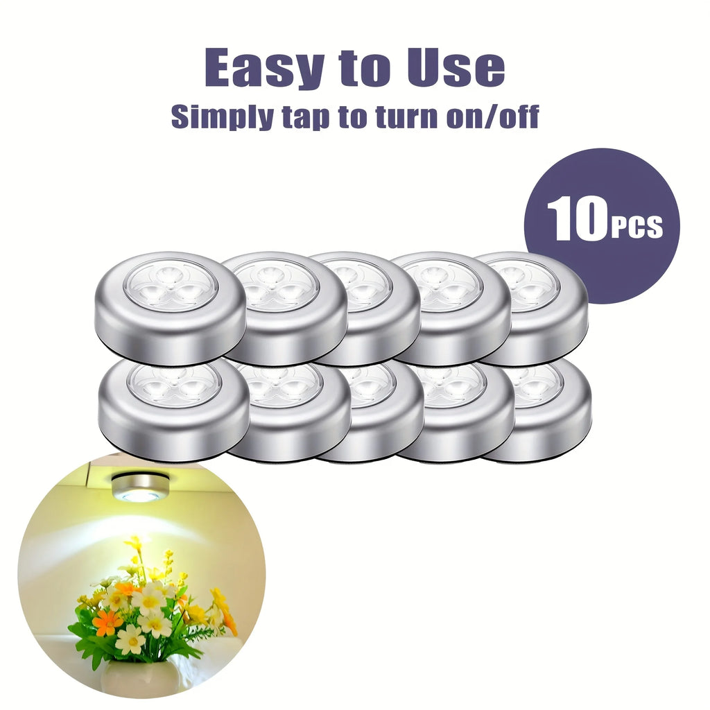 1/4/10 件 Mini Led Night Light, Self Adhesive Push Light Stairs Hallway Closet Kitchen Bedroom, Cabinets, Counters, Hallway Shopifynow