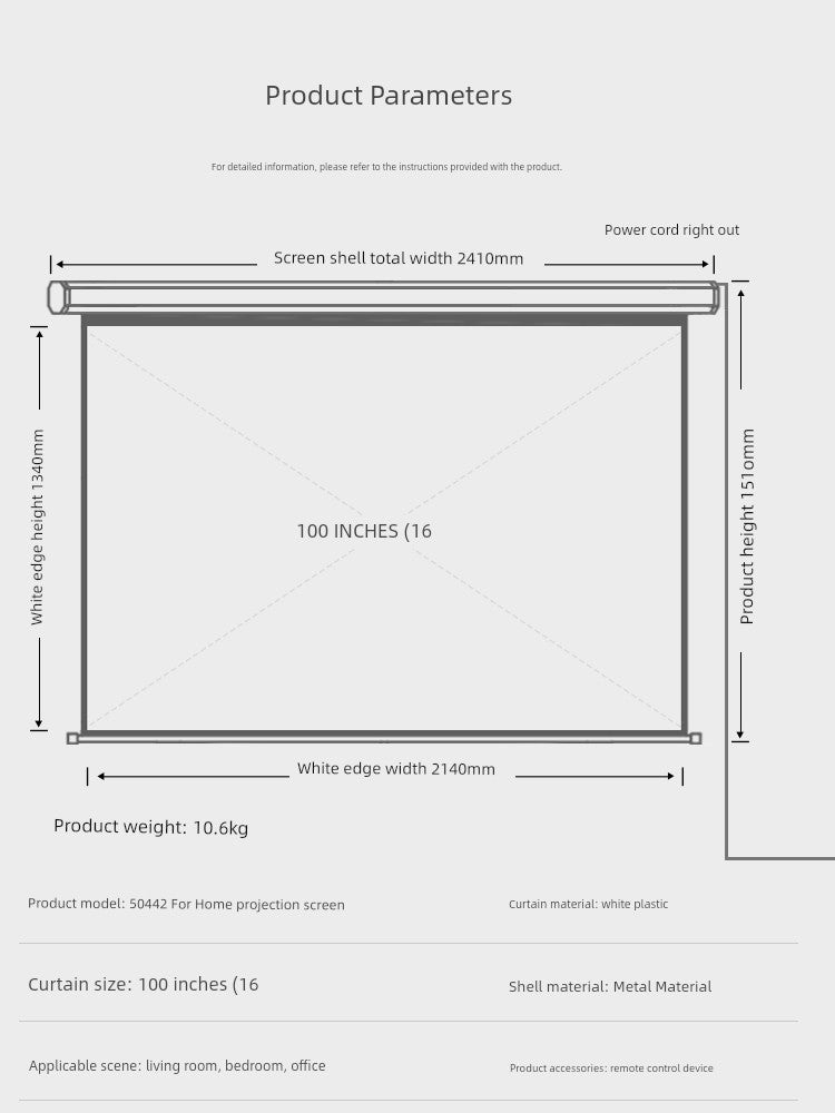 Deli Hanging Projection Screen Curtain Electric Remote Control 100-Inch 4:3 Projection Curtain Office For Home Projector Curtain 120-Inch 16:10 Tripod Screen Wall Screen 84-Inch Shopifynow