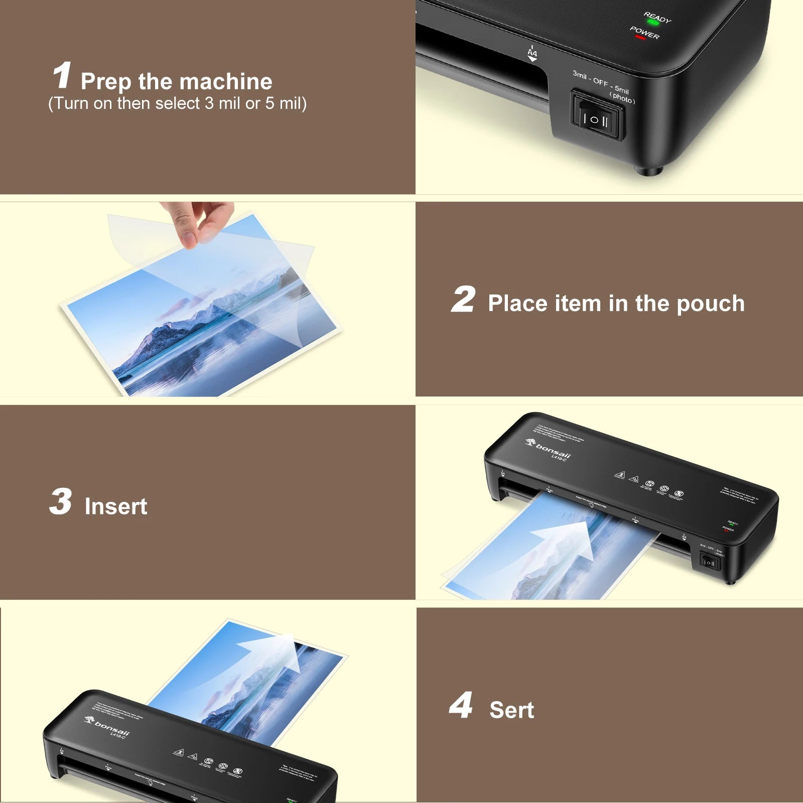 Bonsaii 9-Inch Thermal Laminator with Never Jam Tech for Docs, Posters, Photos - Simple & Convenient for Home, Office, School Shopifynow