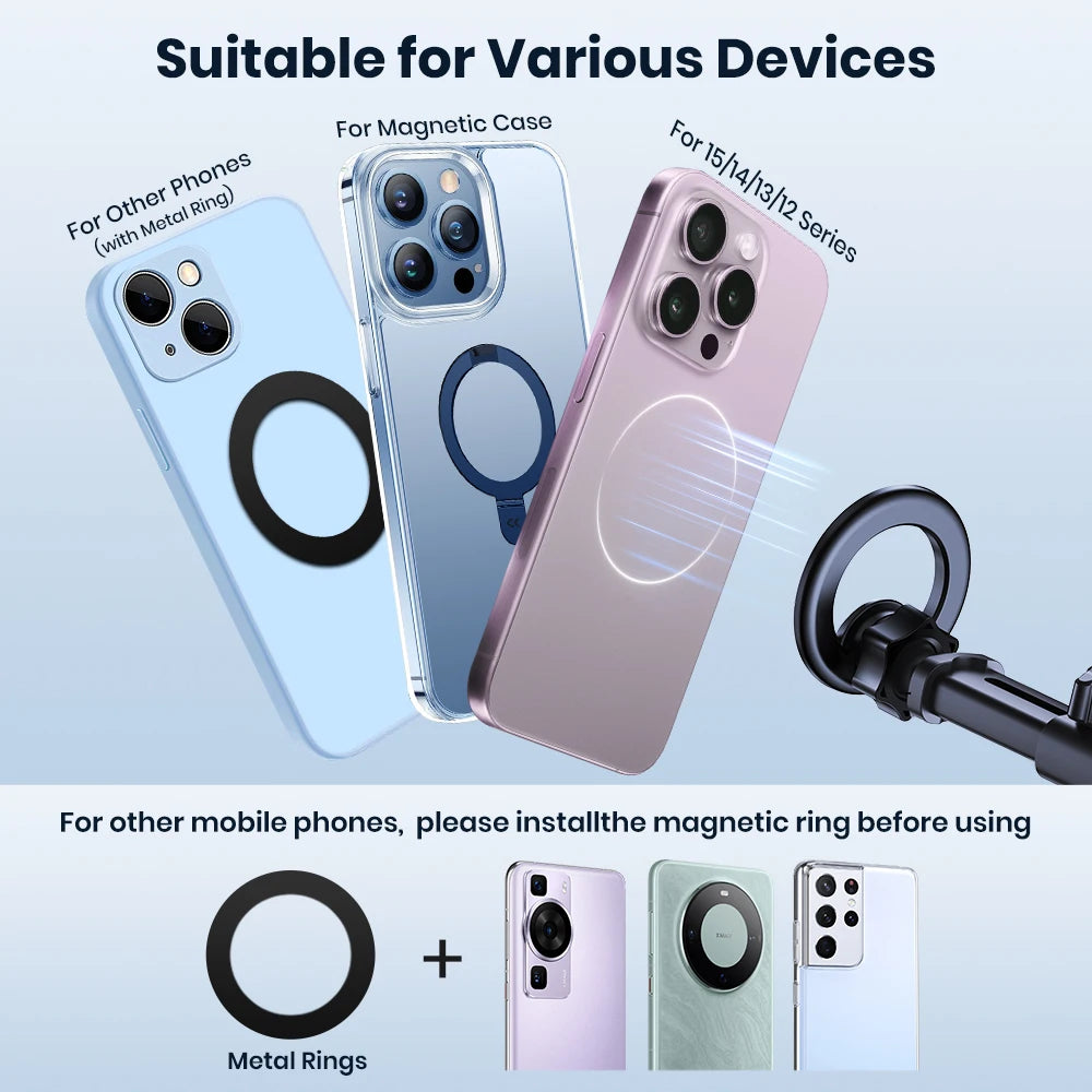 TOPK for MagSafe Car Phone holder Magnetic Car Phone Mount for Car Retractable Arm Dashboard Windshield for Magsafe & All Phone