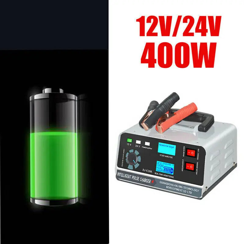12V/24V 400W Heavy Duty Car Truck Battery Charger Intelligent Pulse Repair Trick