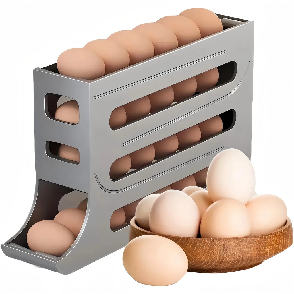 4 Tiers Egg Holder for Fridge， Automatic Egg Rolling Rack, 30 Eggs Storage Rack, Egg Distributor for Refrigerator, Egg Storage Shopifynow