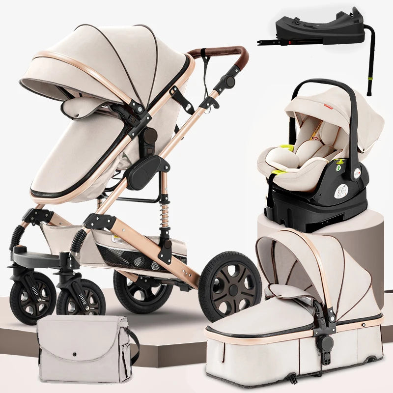 3 in 1 Baby Stroller,Baby Travel System,Baby Carriage 3in1 with Isofix Base,Foldable Newborn Pram,Reversible Standard Stroller Shopifynow