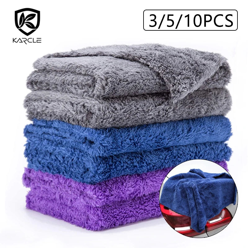3/5/10pcs Car Wash Microfiber Towel Cleaning Drying Car Polishing Cloth Soft Edgeless Car Detailing Waxing Towel 40X40CM 350GSM Shopifynow