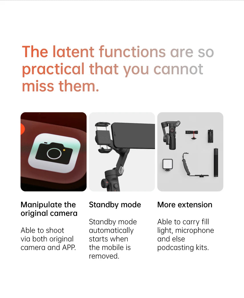 AOCHUAN 3-Axis Handheld Gimbal Stabilizer SmartXE for Smartphone for iPhone Android AI Face Tracking TikTok Vlog - Shopifynow