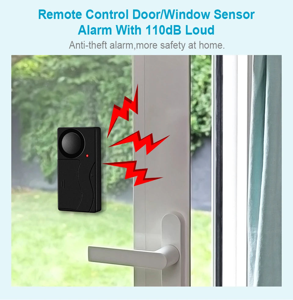 Awapow Wireless Vibration Bike Alarm With Remote Control Anti-Theft Alarm 110dB Loud Bike Door Window Alarm Home Safety System - Shopifynow