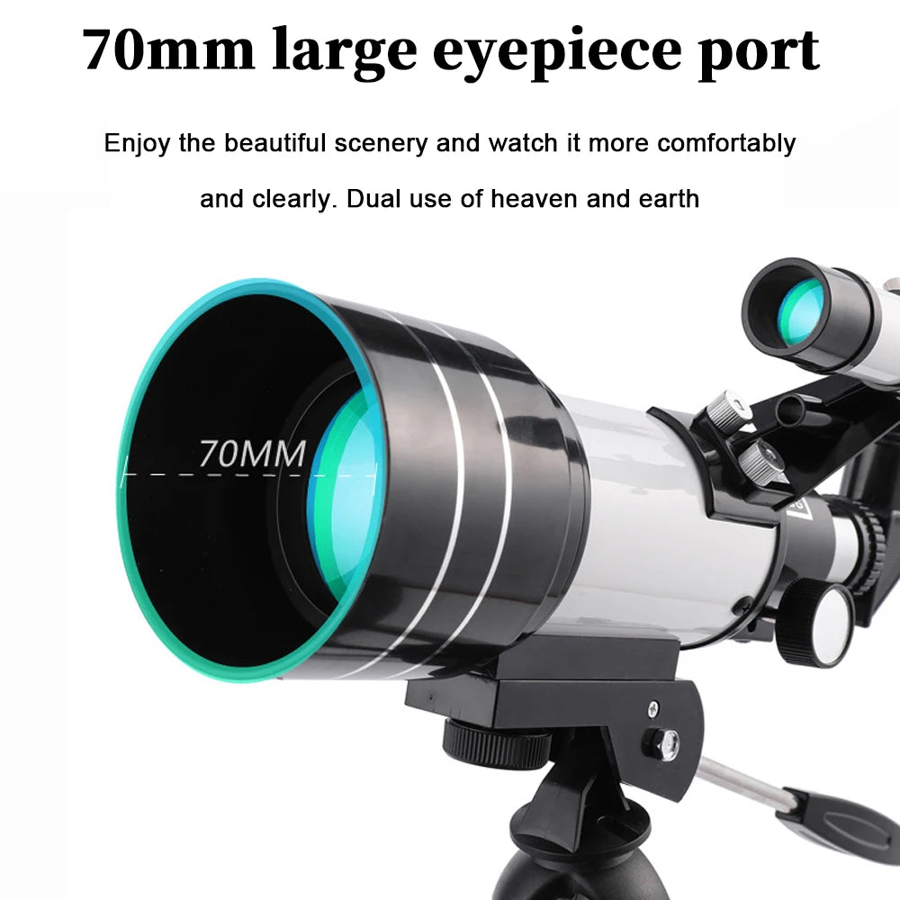 150X Astronomical Telescope , 70mm Aperture Refractor Portable Travel Telescope with Phone Adapter &Wireless Remote Shopifynow