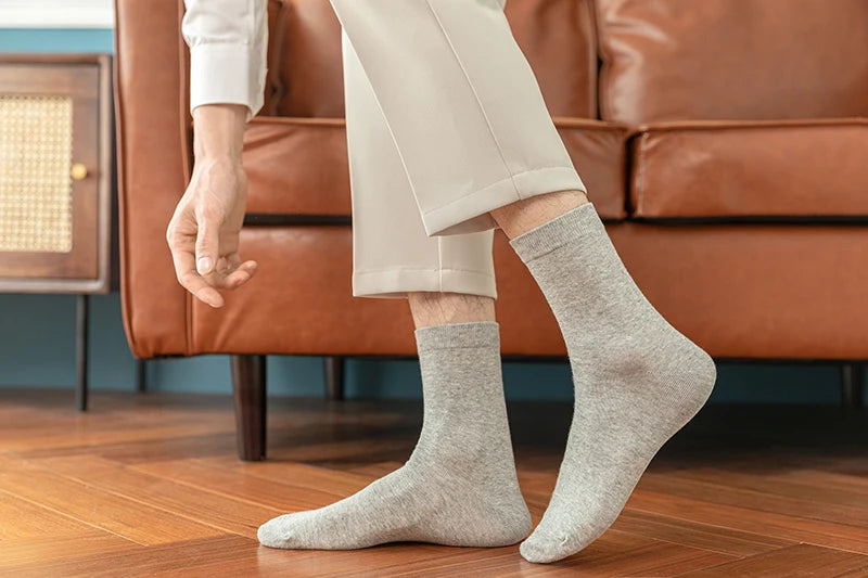 10 Pairs New Men's Cotton Socks Black Business Men Socks Soft Breathable Autumn Spring for Male White US6-10 Shopifynow